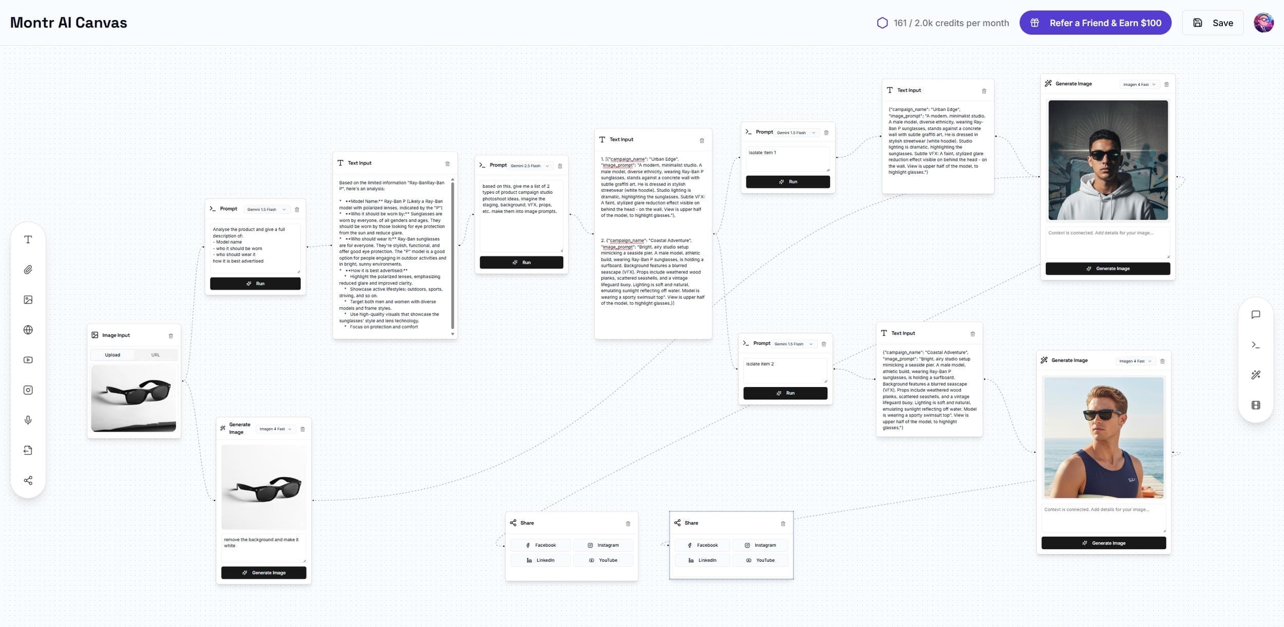 Montr AI workflow canvas